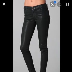 J Brand Super Skinny Black Coated Jeans